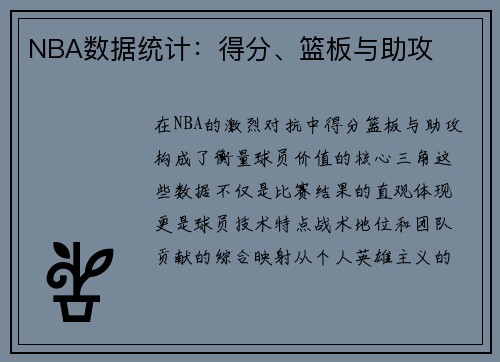 NBA数据统计：得分、篮板与助攻